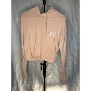 Forever 21 “Oh Never Mind” Cropped Pullover Hoodie, Pink, Small